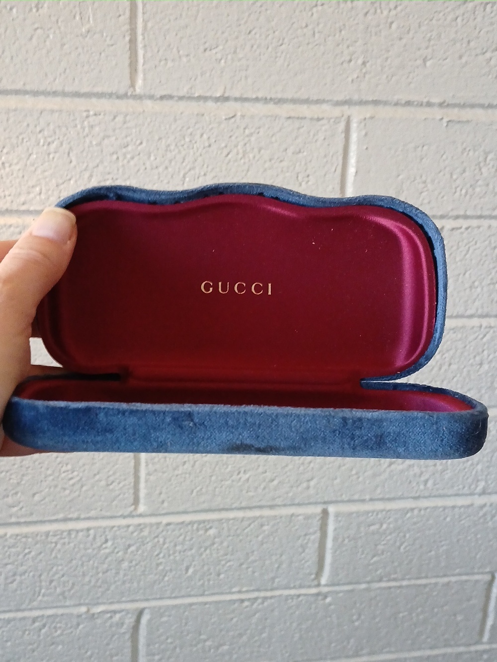 Gucci Blue Velvet Hard Shell Sunglasses Eyeglasses Case.